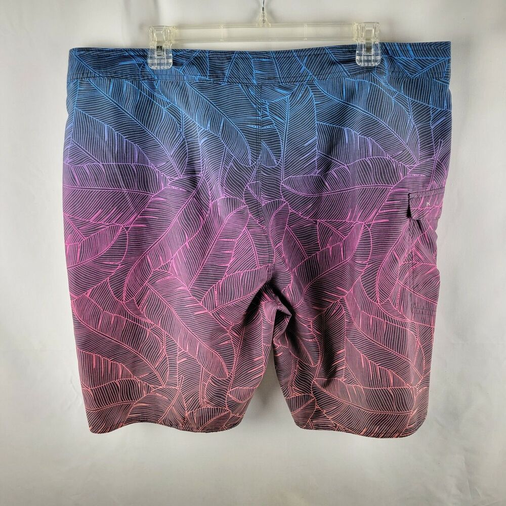 Rip Curl Shorts Mens 38 Blue Pink Swim Trunks Board Floral Leaves Polyester Surf - Picture 5 of 7